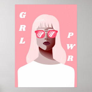 Poster GRL PWR Moderna Ilustração Feminista