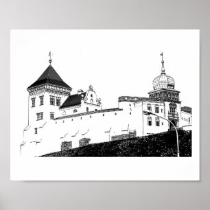 Poster Grodno Belarus Architecture Castle Sketch