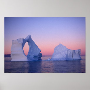 Pôster Groenlândia, Iceberg ao pôr do sol.