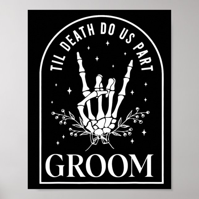 Poster Groom Noiva Skeleton Rock Hand Casais Casamento Ha (Frente)