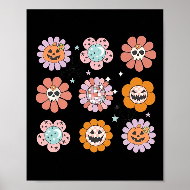 Poster Grooveen Halloween Smile Face Disco Retro Pumpkin  (Frente)