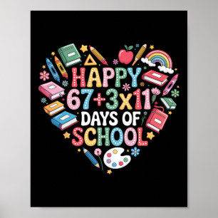 Poster Groovy 100 Dias De Escola Equação Matemática 100º