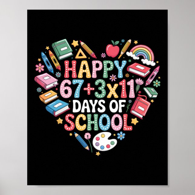 Poster Groovy 100 Dias De Escola Equação Matemática 100º  (Frente)