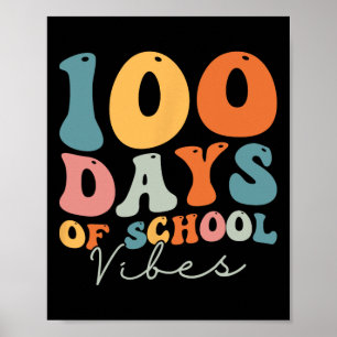 Poster Groovy 100 Dias De Escola Vibes Meninas Professora