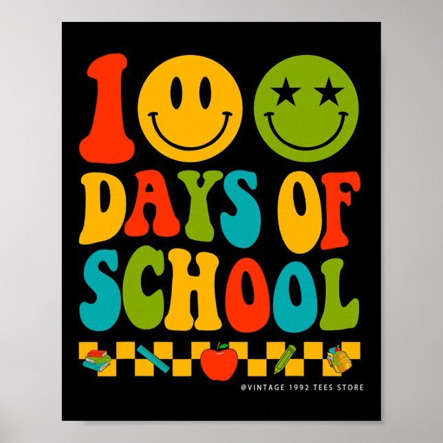 Poster Groovy 100 Dias De Professores Professores De Ensi (Frente)