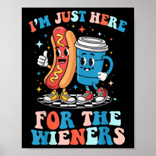 Poster Groovy 4 de julho Hot-Dog Estou aqui para o