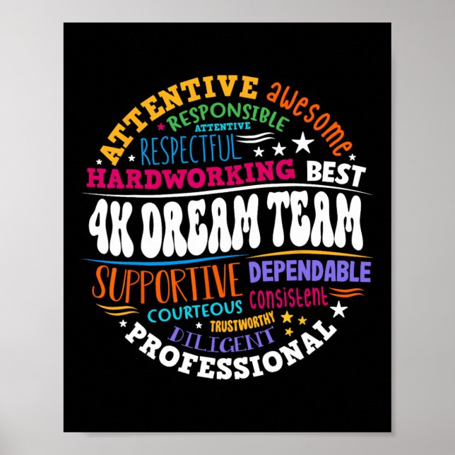 Poster Groovy 4k Dream Team Professor Kindergarten Kinder (Frente)