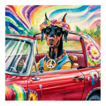 Groovy 60s Dobermann em Vermelho Convertível