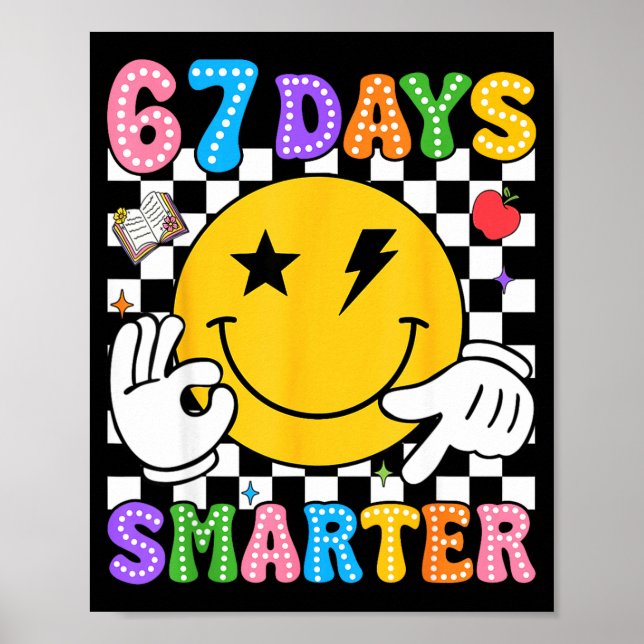 Poster Groovy 67th Day Of School Shirt 67 Days Smarter Te (Frente)