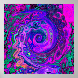 Poster Groovy Abstrato Retro Magenta e rodovia