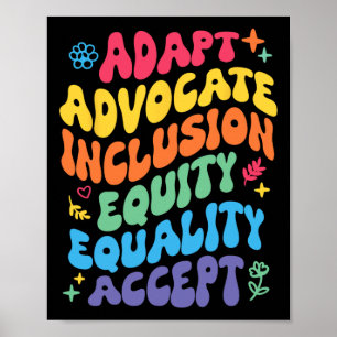 Poster Groovy Adapt Advocate Inclusão Equidade Equidade A