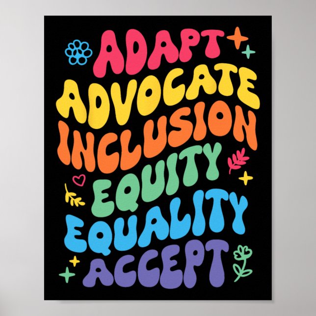 Poster Groovy Adapt Advocate Inclusão Equidade Equidade A (Frente)