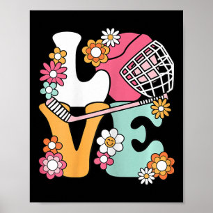Poster Groovy Amor de Hockey Amante de Hóquei no Gelo Mul