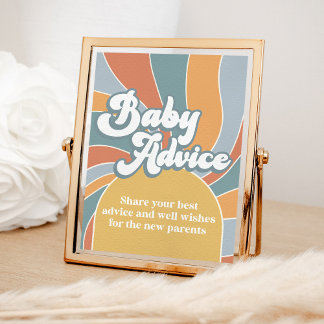 Poster Groovy Baby Advice Retro Sunshine Chá de fraldas
