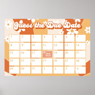 Poster Groovy Baby Retro Sunshine Chá de fraldas Data de 