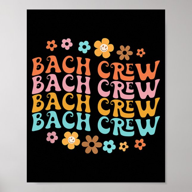 Poster Groovy Bach Crew Funny Bachelorette Partido Bridal (Frente)