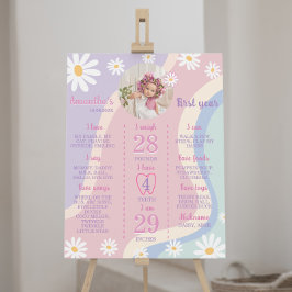 Poster Groovy Boho Daisy Primeiro Sinal de Marcha de Aniv