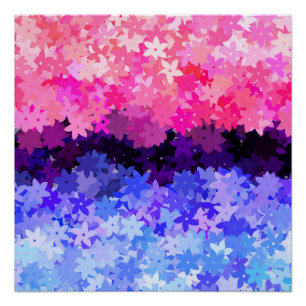 Pôster Groovy Boho Quirky Retro Floral Orgulho Omnissexua