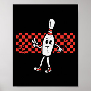 Poster Groovy Boliche em Paz Retro Bowler Boys Crianças