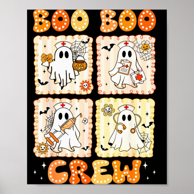 Poster Groovy Boo Boo Crew Nurse Funny Ghost Women Hallow (Frente)