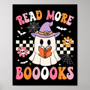 Poster Groovy Boooks Ghost Leia Mais Livros Engraçado Pro