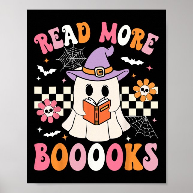 Poster Groovy Boooks Ghost Leia Mais Livros Engraçado Pro (Frente)