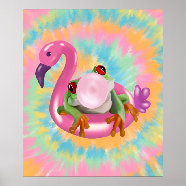 Poster Groovy Bublegum soprando Sapo Tie Dye (Frente)