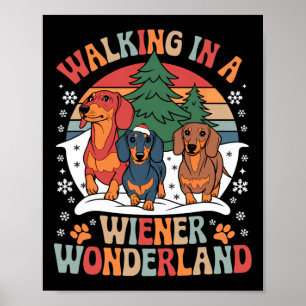 Poster Groovy Caminhando Em Um Wiener Wonderland Dachshun