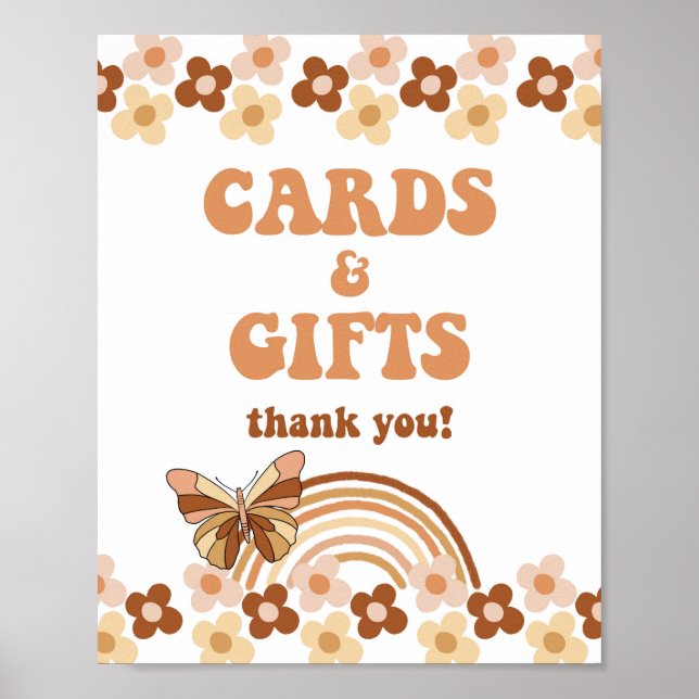 Poster Groovy Cards & Gifts Sinal de Chuveiro Hippie Retr (Frente)