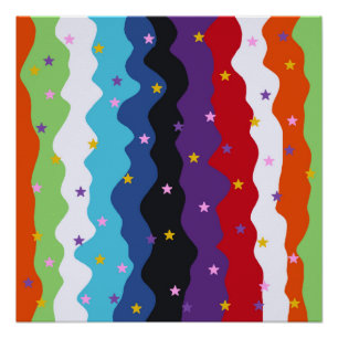 Pôster Groovy Celestial Stripe Abstrato