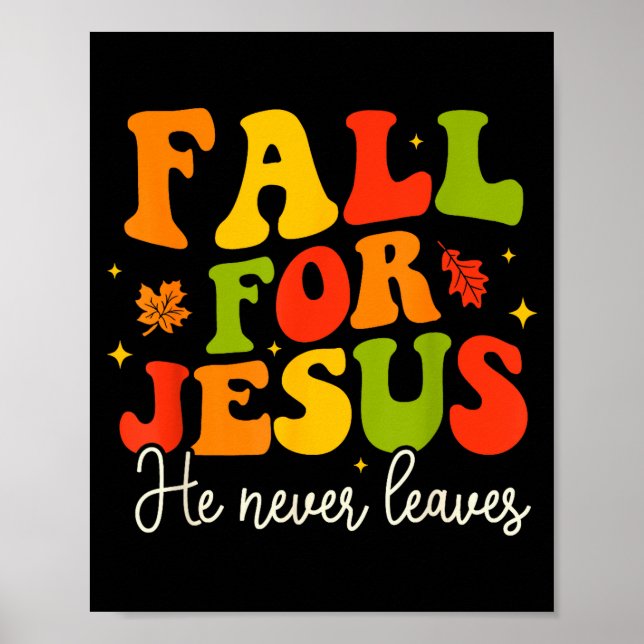 Poster Groovy Christian Sayings Halloween Fall For Jesus  (Frente)