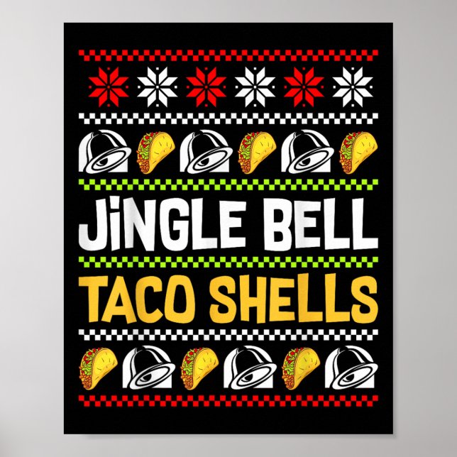 Poster Groovy Christmas Jingle Bells Taco Shells Ugly Xma (Frente)