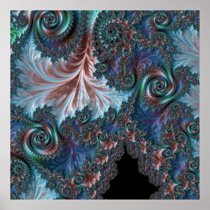 Poster Groovy Colorful Boho Hippie Mandelbrot Fractal Art