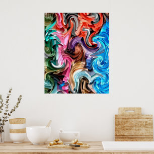 Poster Groovy Colorful Fluid Patchwork Abstrato Mosaico