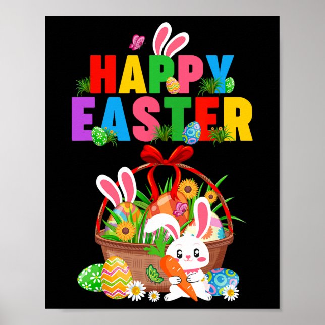 Poster Groovy Cute Bunny Easter Bysket Páscoa Day Gir (Frente)