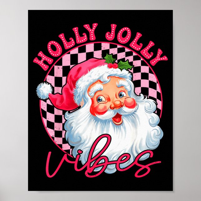 Poster Groovy Cute Santa Claus Christmas Vibes Xmas Women (Frente)