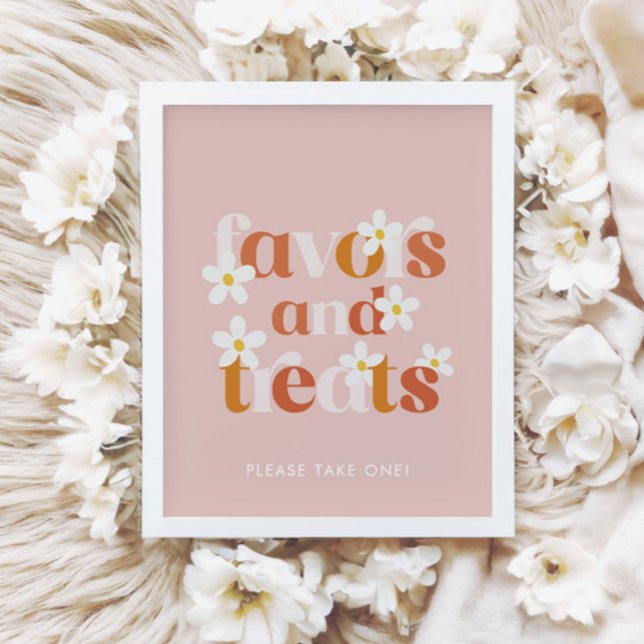 Poster Groovy Daisy Modern Boho Birthday favorece e trata (Criador carregado)