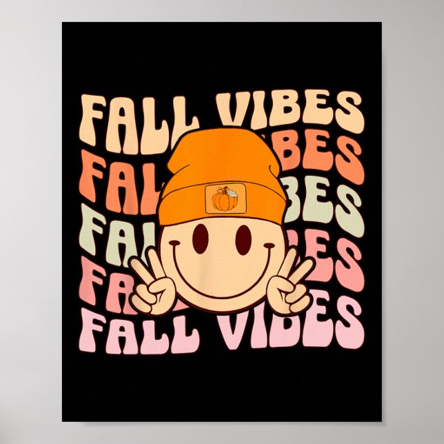 Poster Groovy Fall Vibes Smile Face Retro Autumn Vibes Me (Frente)