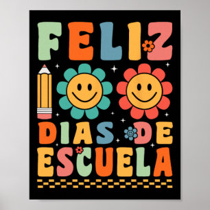 Poster Groovy Feliz 100 Dias De Escuela Groovy 100 Dias