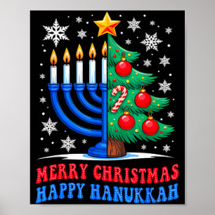 Poster Groovy Feliz Chrismukkah Feliz Natal Hanukkah