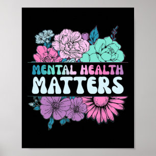 Poster Groovy Flower Retro Mental Health Importa Awarenes