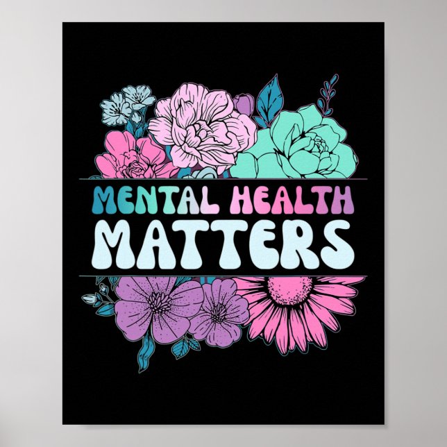Poster Groovy Flower Retro Mental Health Importa Awarenes (Frente)