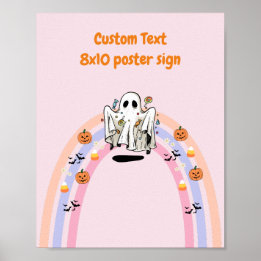 Poster Groovy Ghost Halloween Sinal Personalizado de Aniv