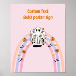 Poster Groovy Ghost Halloween Sinal Personalizado de Aniv