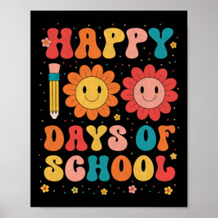 Poster Groovy Happy, 100 Dias De Professora Do 100º Dia