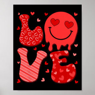 Poster Groovy Heart Dia de os namorados Mens Mulheres Cri