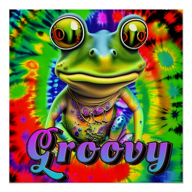 Pôster Groovy Hippie Trippy Sapo Psicedélico (Frente)