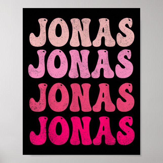 Poster Groovy Jonas Primeiro Nome D Eu Amo Jonas Camiseta (Frente)