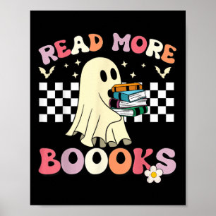 Poster Groovy Leia Mais Livros Ghost Bonito Crianças Engr