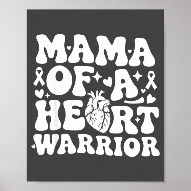 Poster Groovy Mama Of A Heart Warrior Chd Awareness Heart (Frente)